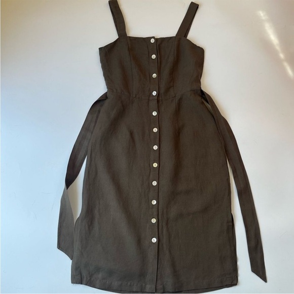 Rails Clement Button Front Midi Dress In Army Green with Tie Waist - Picture 3 of 12